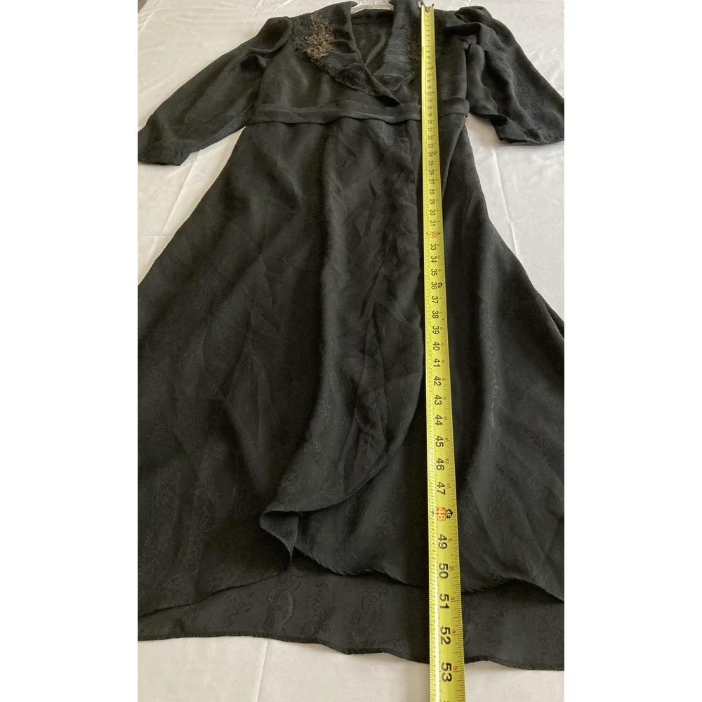 Vtg Victoria's Secret Robe Gold Label Women L Black Chiffon Lace Kimono Floral
